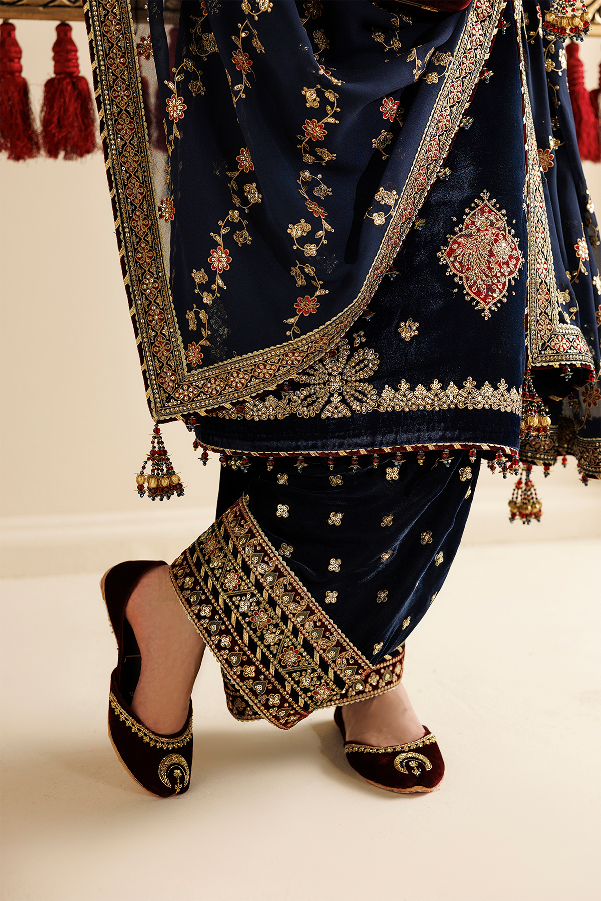 Embroidered Velvet Khussa D-02