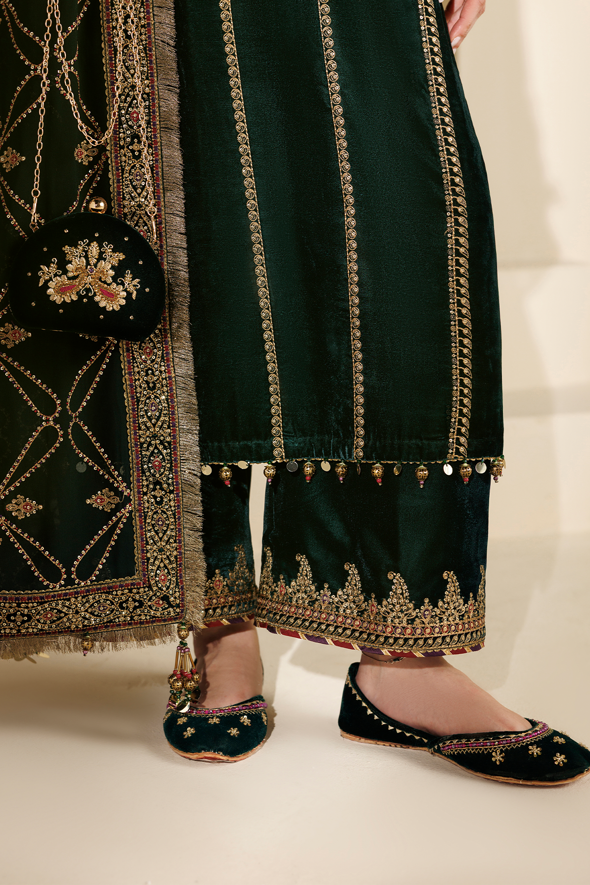 Embroidered Velvet Khussa D-04