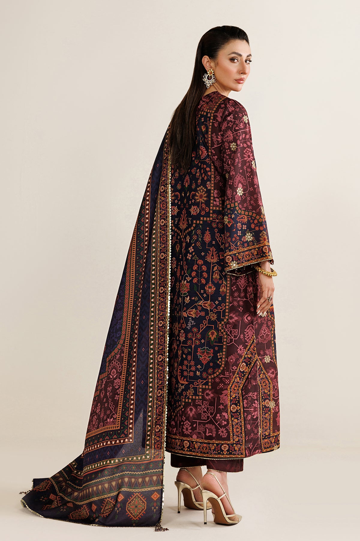 EMBROIDERED RAW SILK UR-7089