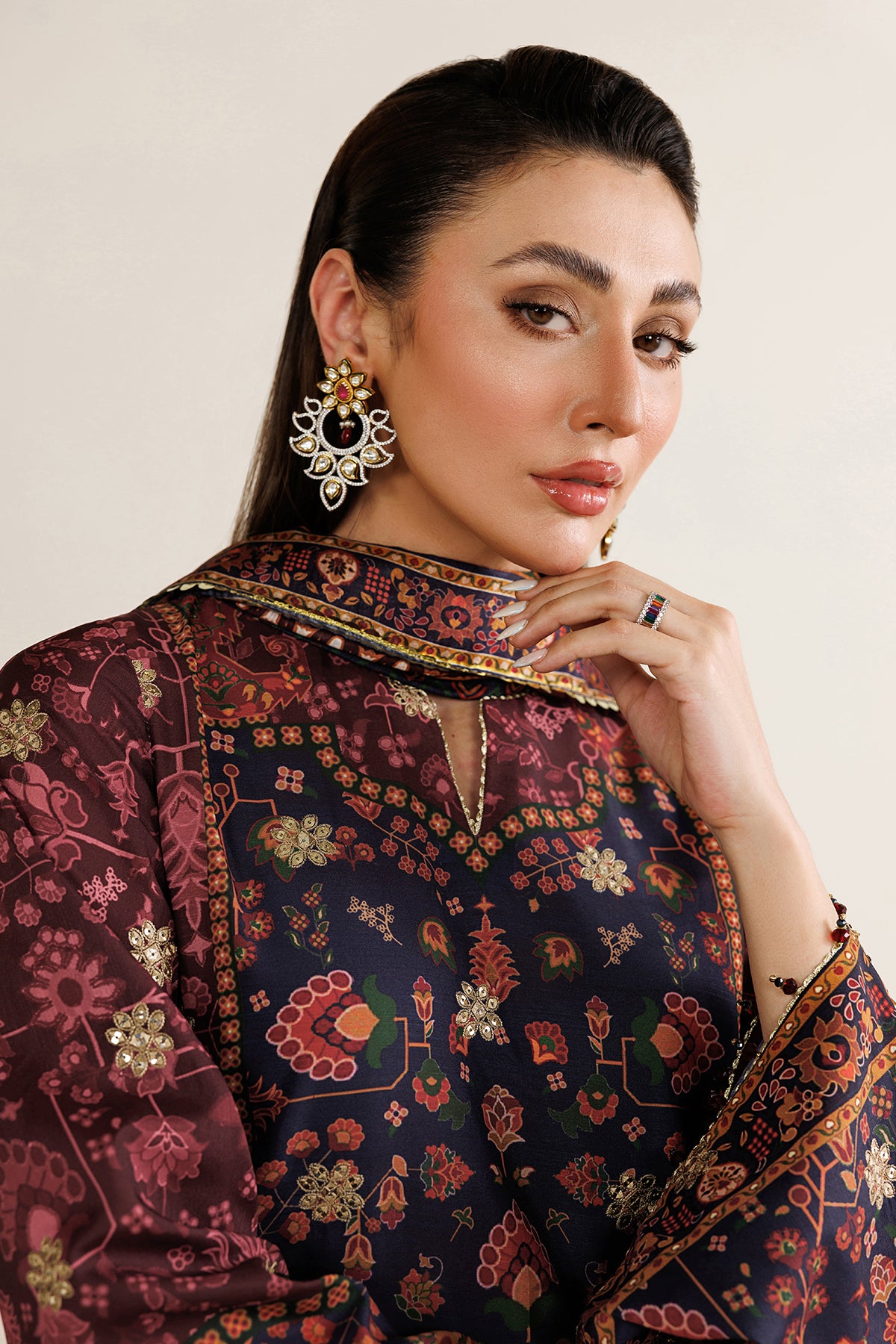 EMBROIDERED RAW SILK UR-7089