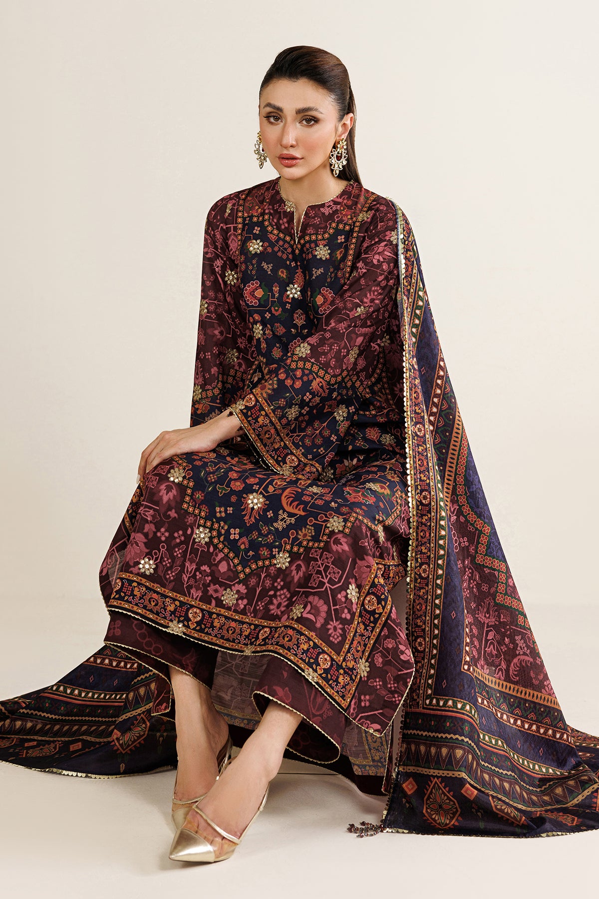EMBROIDERED RAW SILK UR-7089