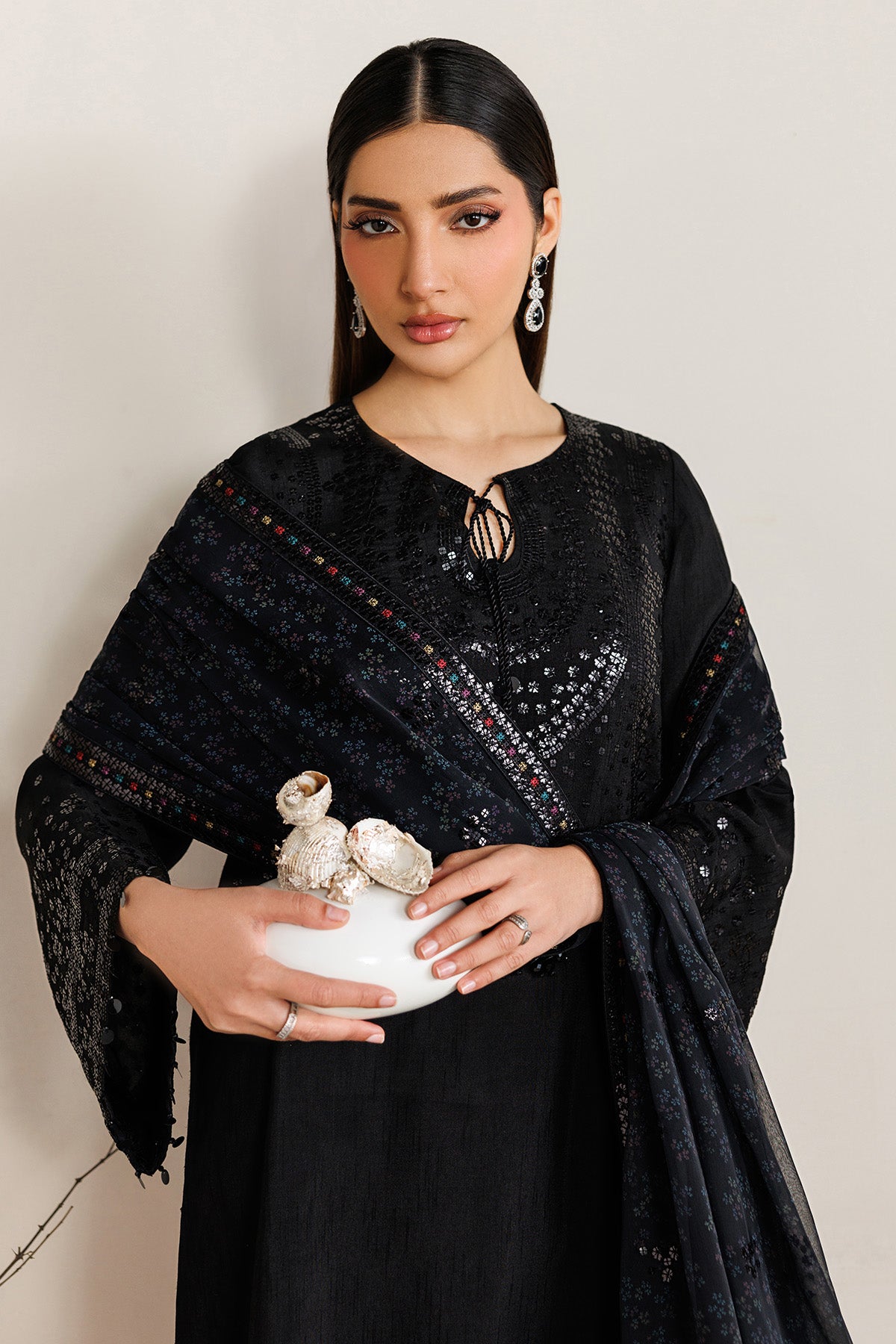 EMBROIDERED RAW SILK UR-7081