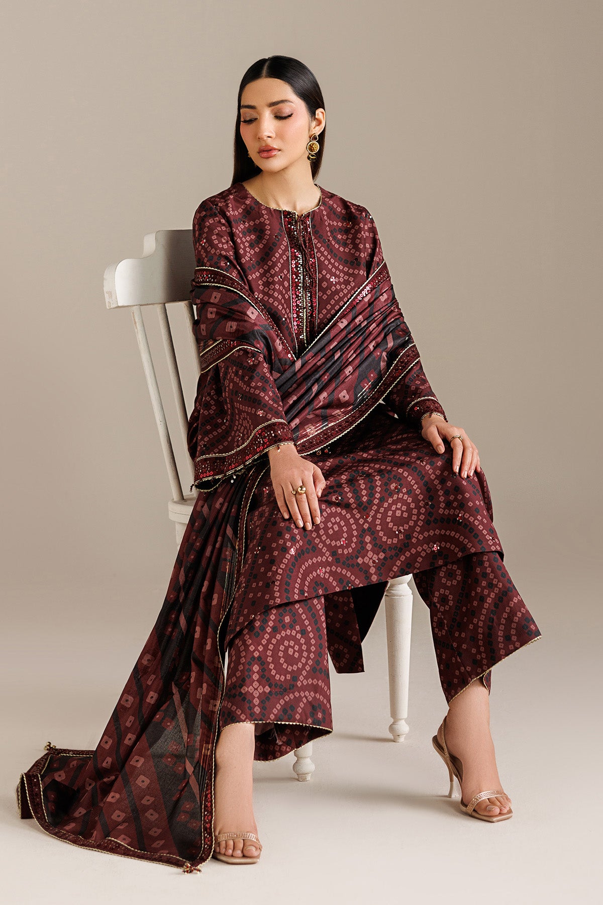 EMBROIDERED RAW SILK UR-7079