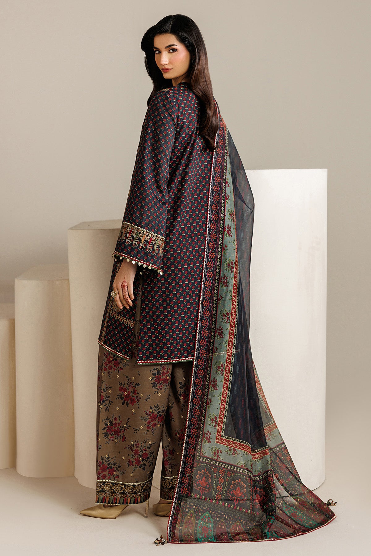 EMBROIDERED RAW SILK UR-7078