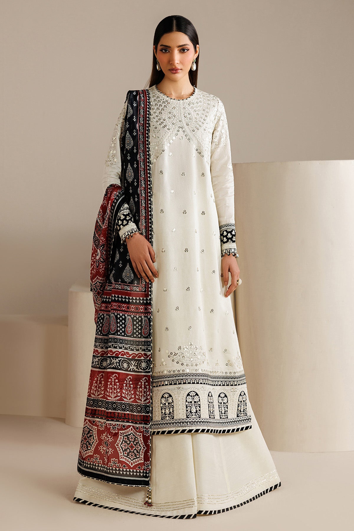 EMBROIDERED RAW SILK UR-7080