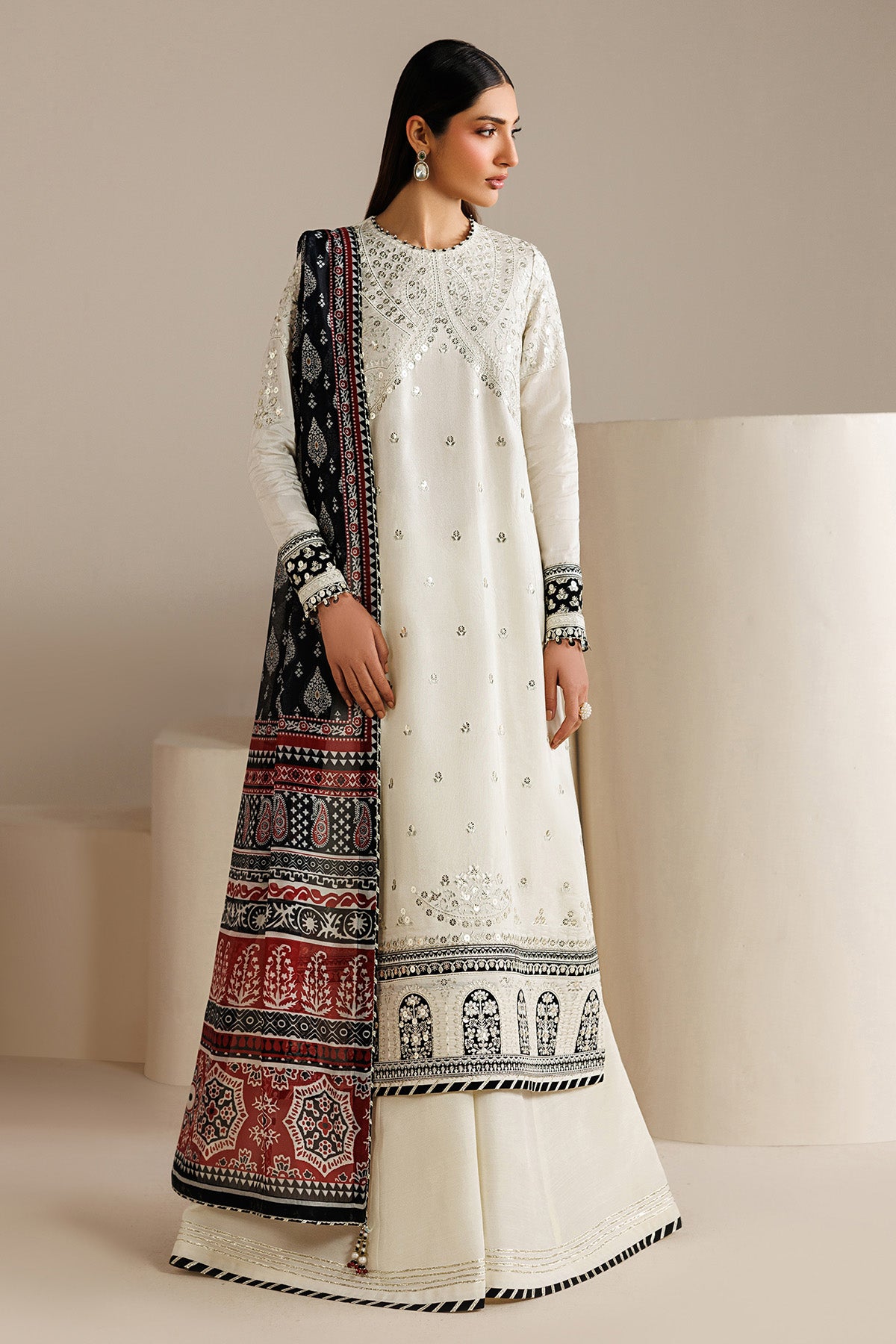 EMBROIDERED RAW SILK UR-7080