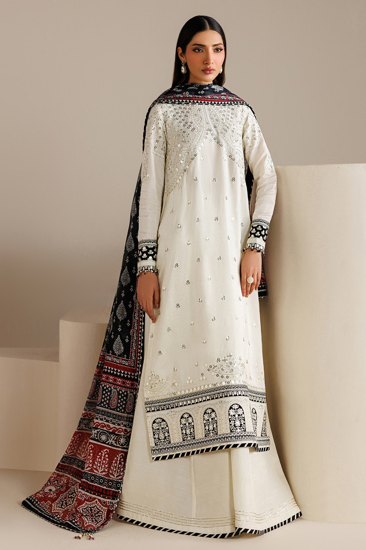 EMBROIDERED RAW SILK UR-7080
