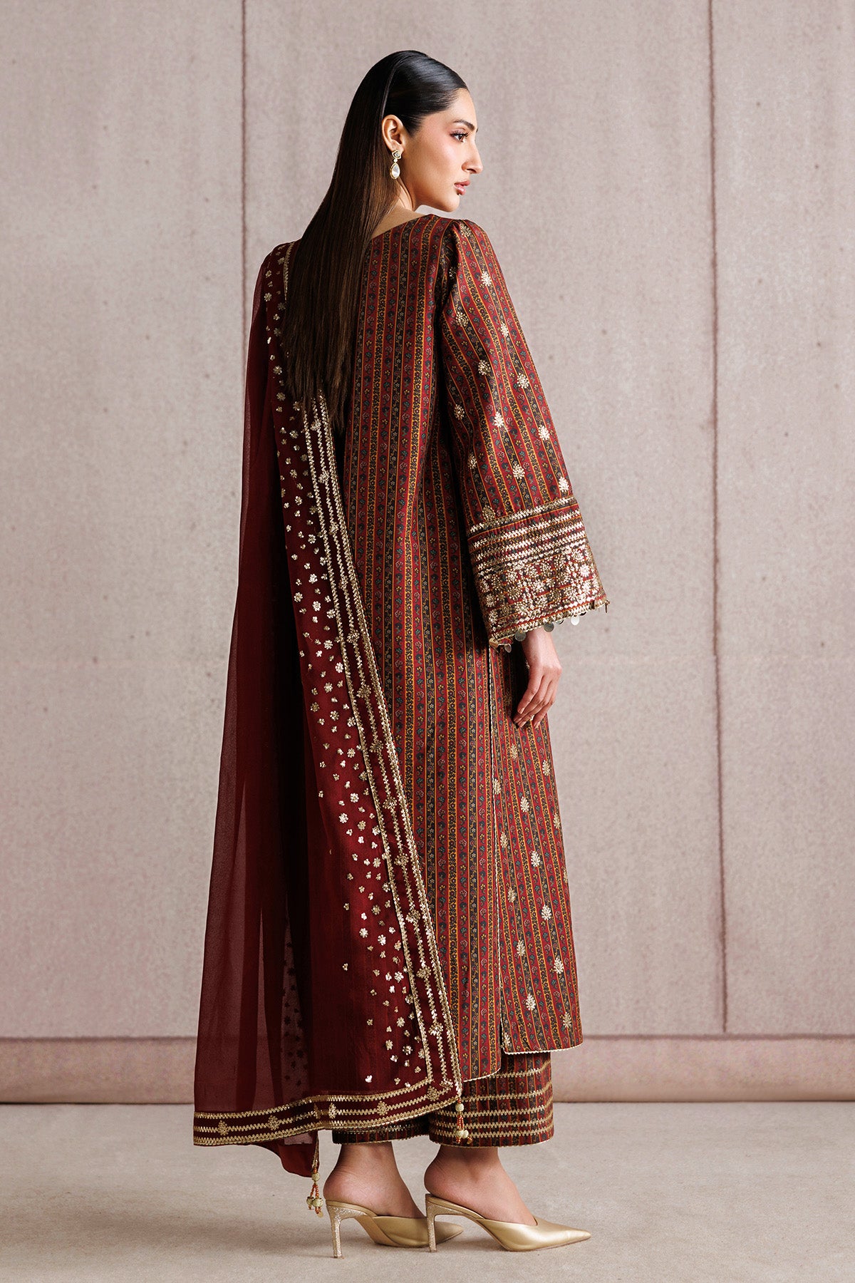 EMBROIDERED RAW SILK UR-7076