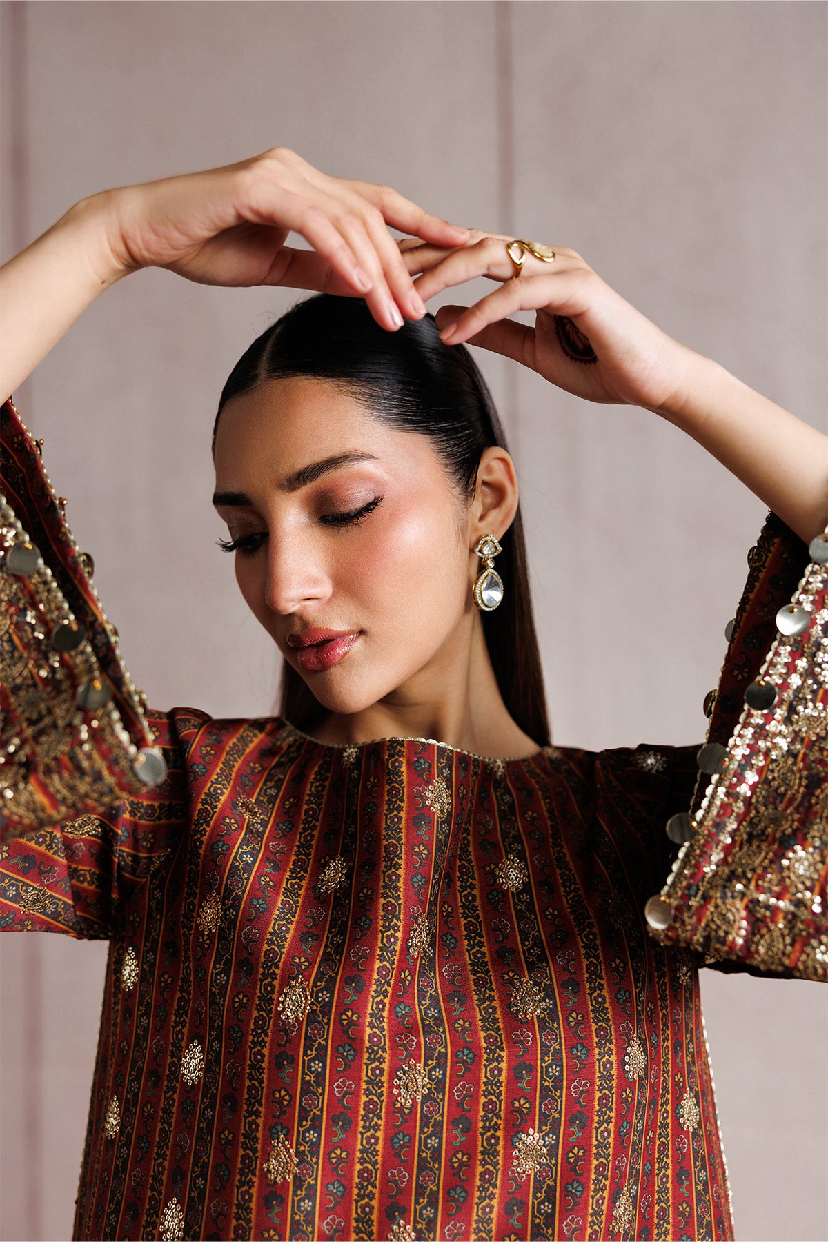 EMBROIDERED RAW SILK UR-7076