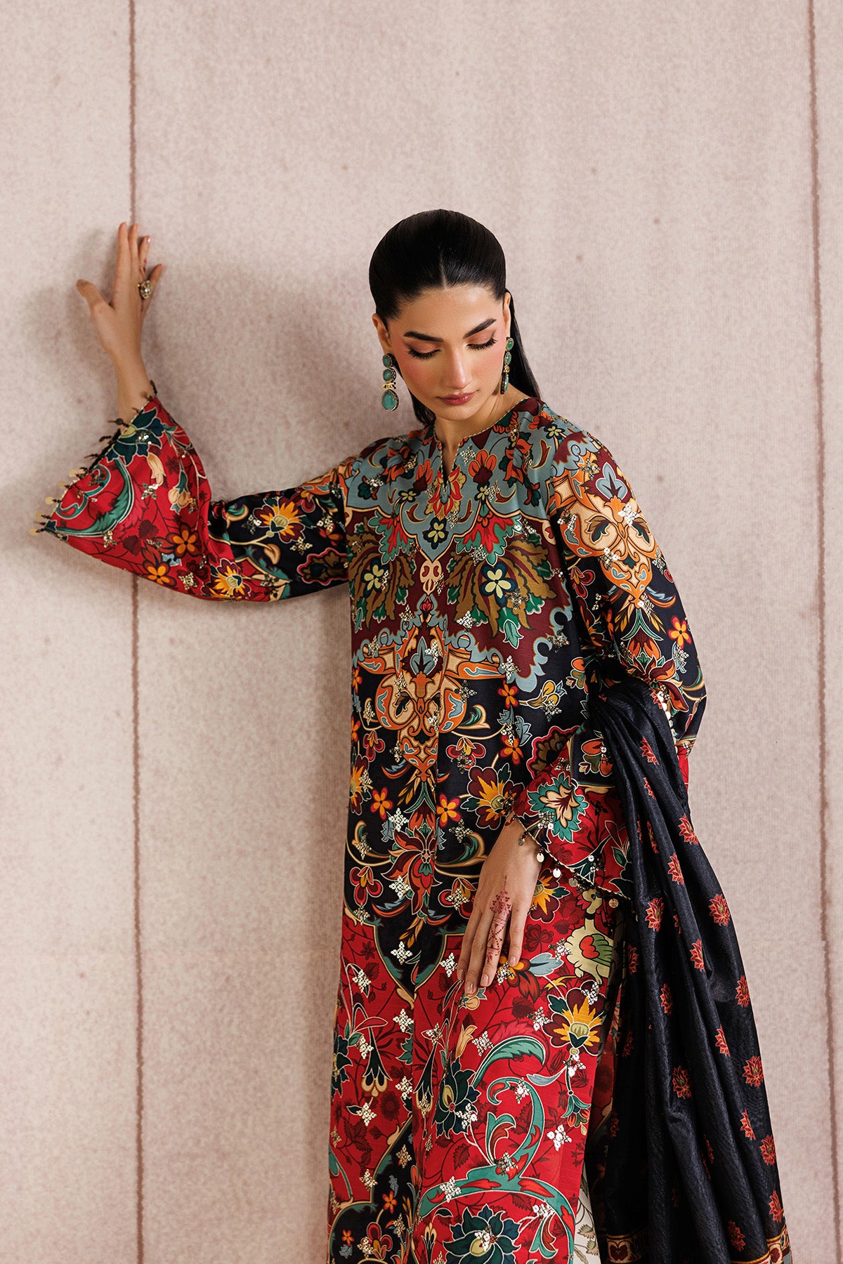 EMBROIDERED RAW SILK UR-7083