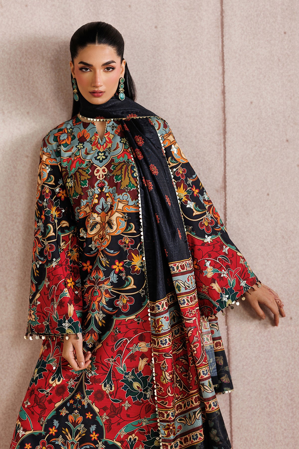 EMBROIDERED RAW SILK UR-7083