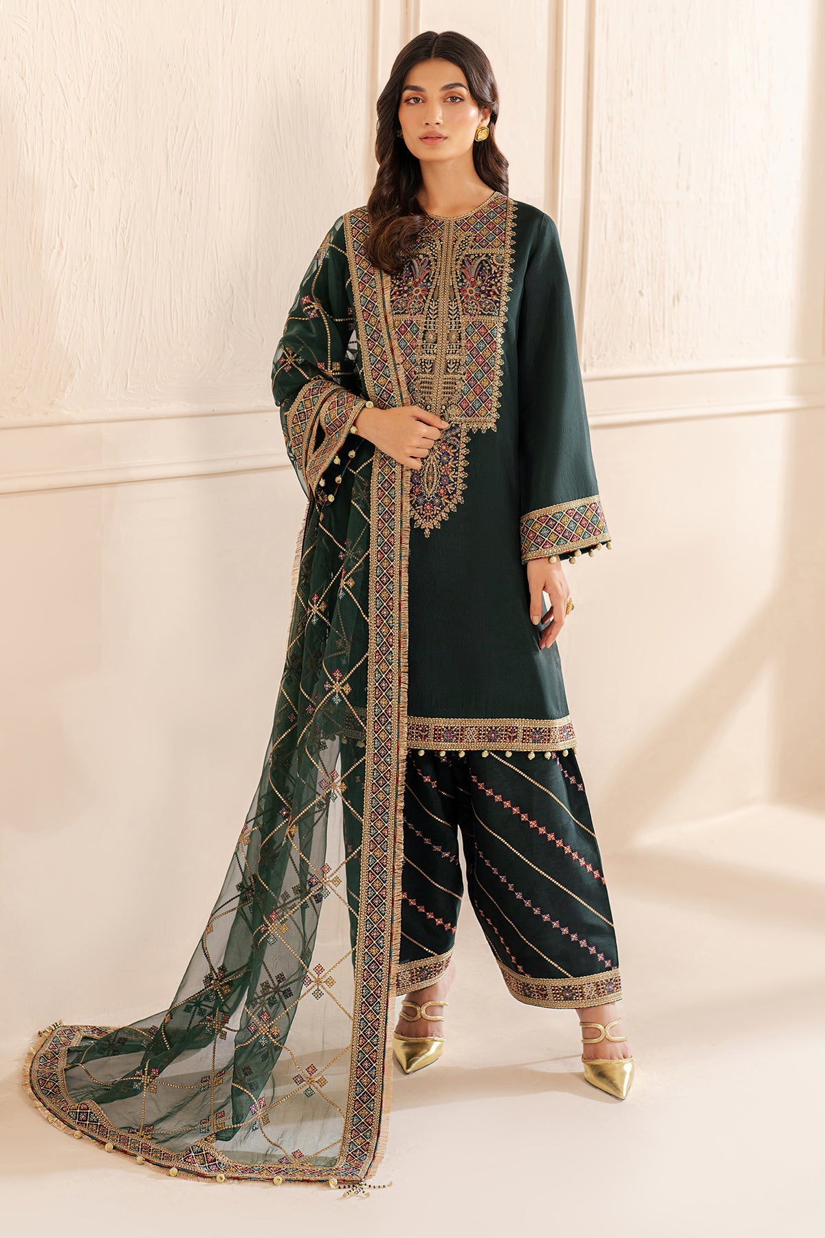 Embroidered Raw Silk UR-7049