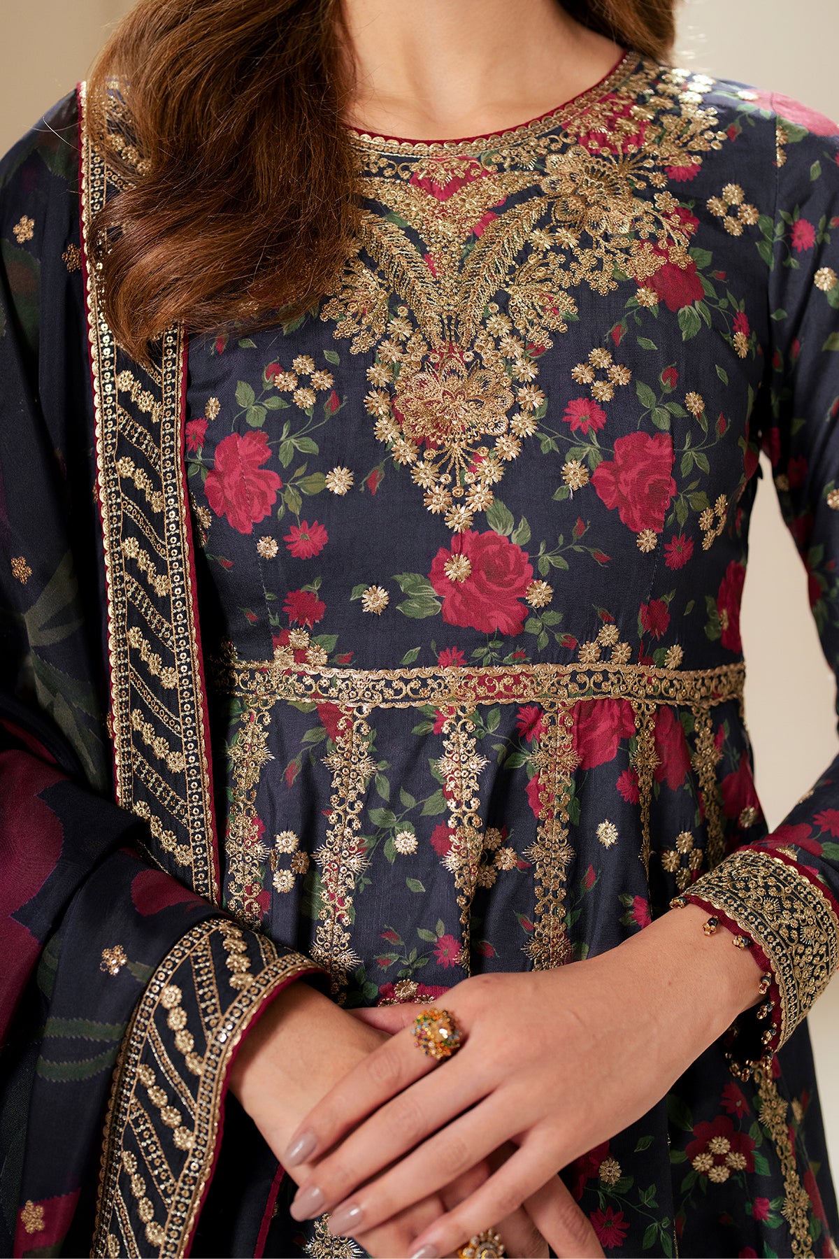 Embroidered Raw Silk UR-7048