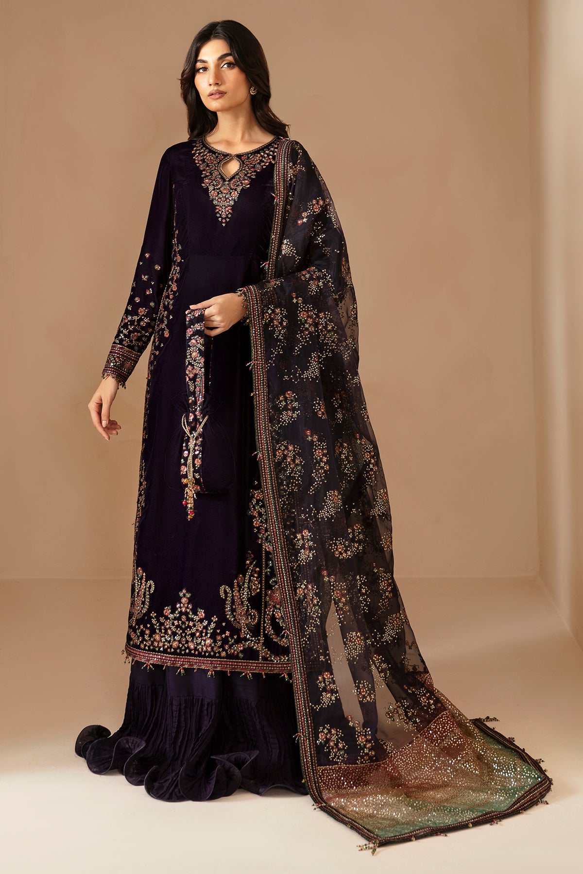 Embroidered Velvet Formal VF-2027