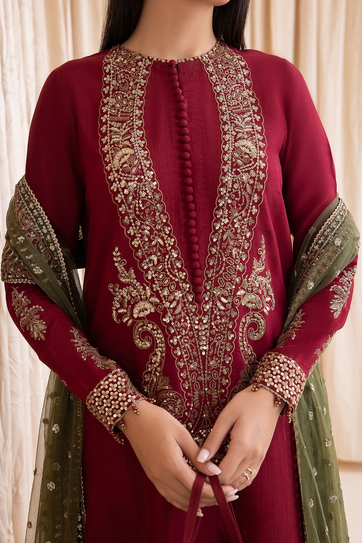 Embroidered Raw Silk UR-7004