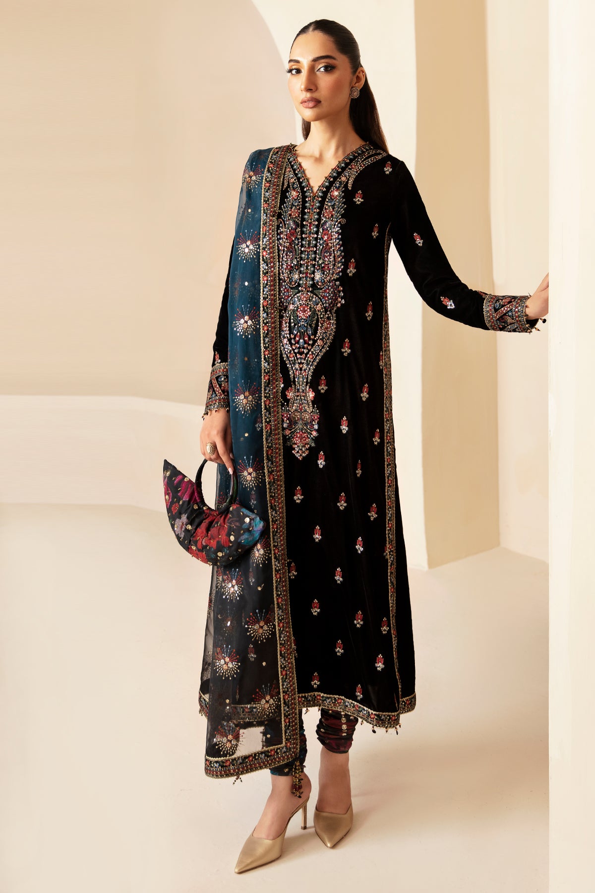 Embroidered Velvet Formal VF-2028