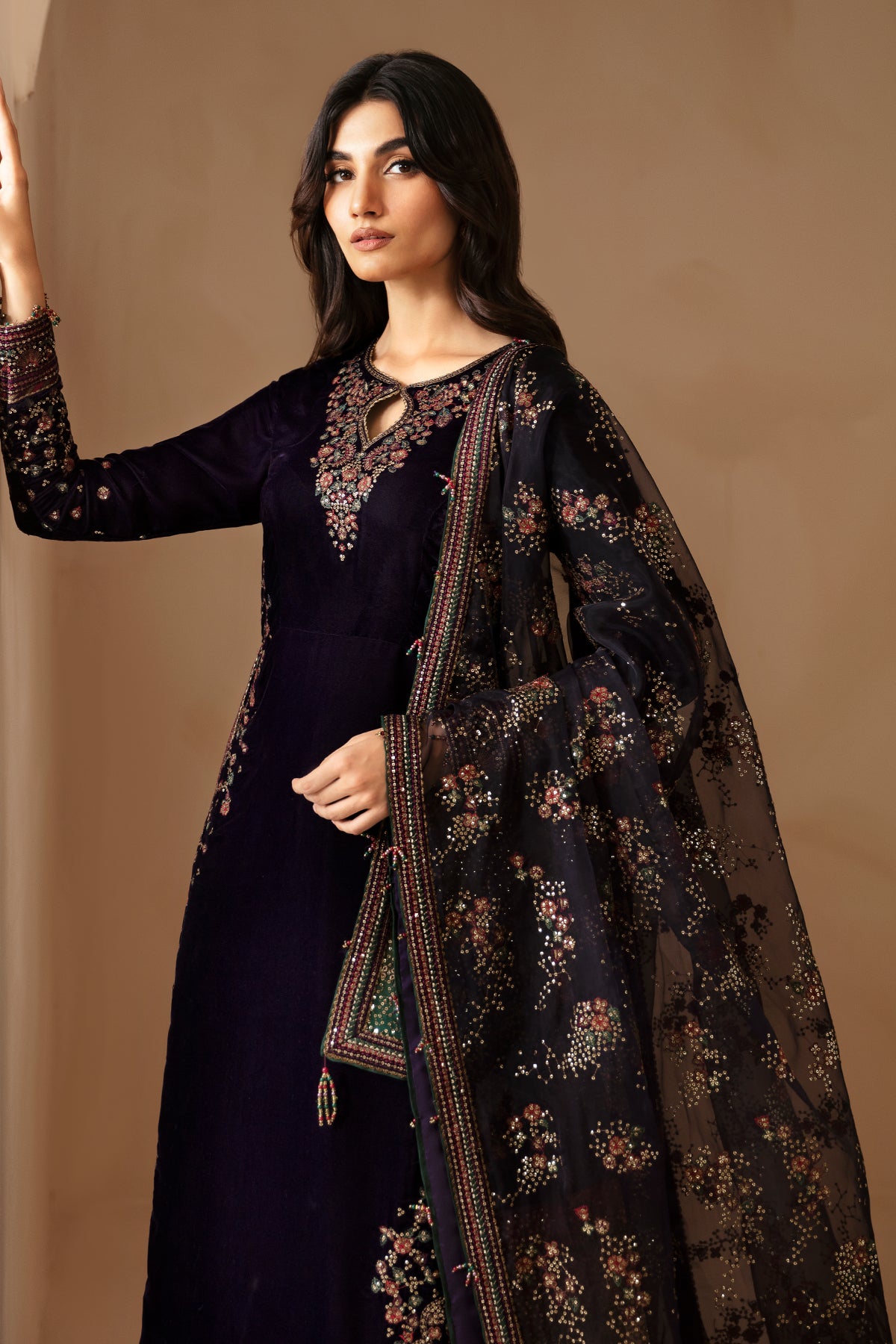 Embroidered Velvet Formal VF-2027