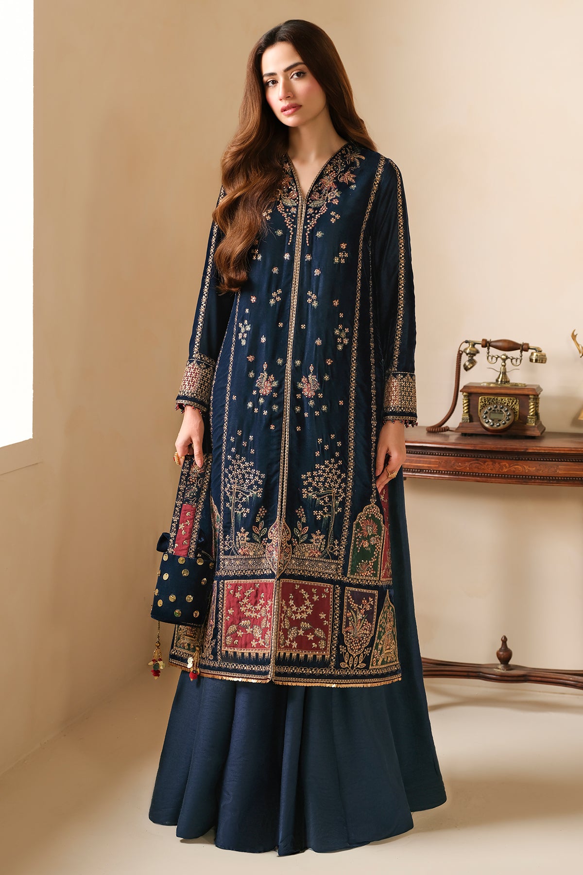 Embroidered Velvet Formal VF-2035