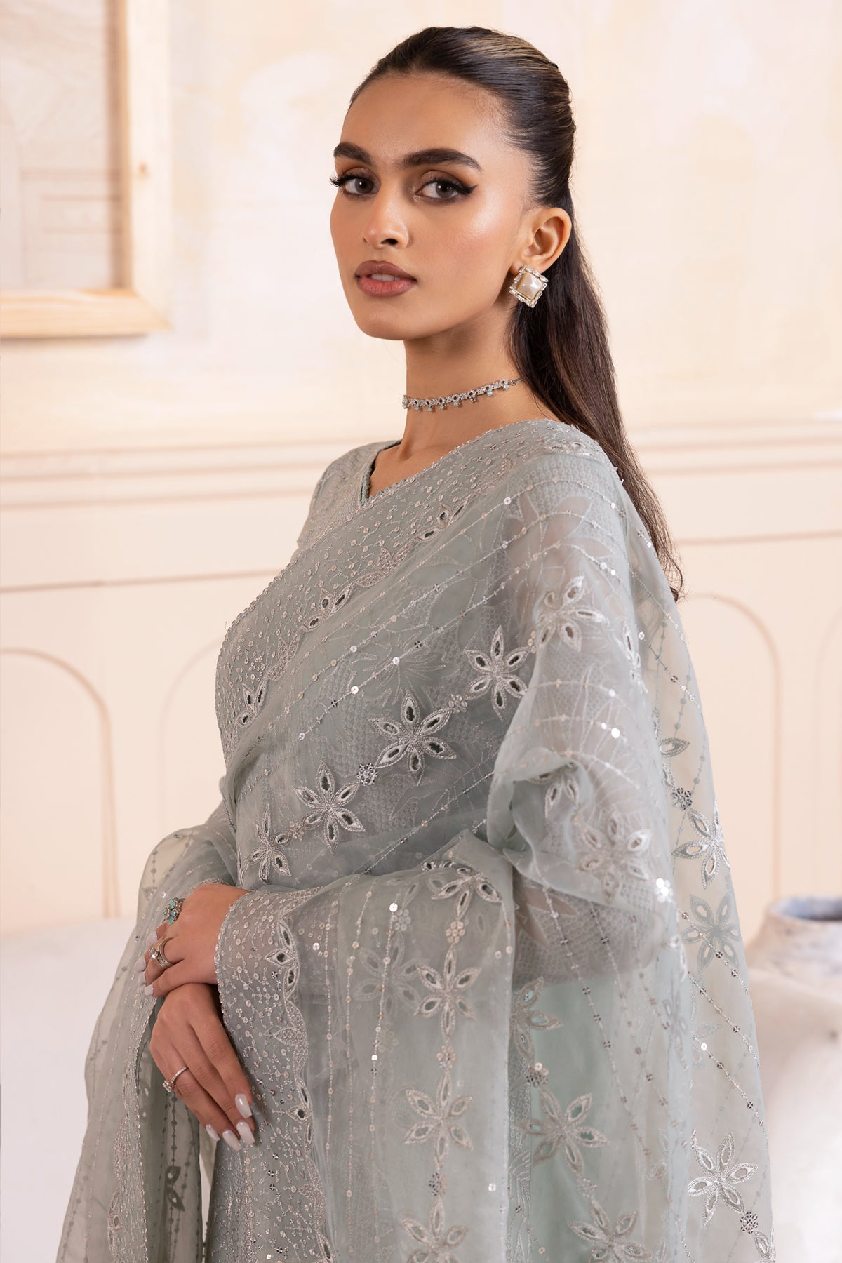 EMBROIDERED CHIFFON UC-3043