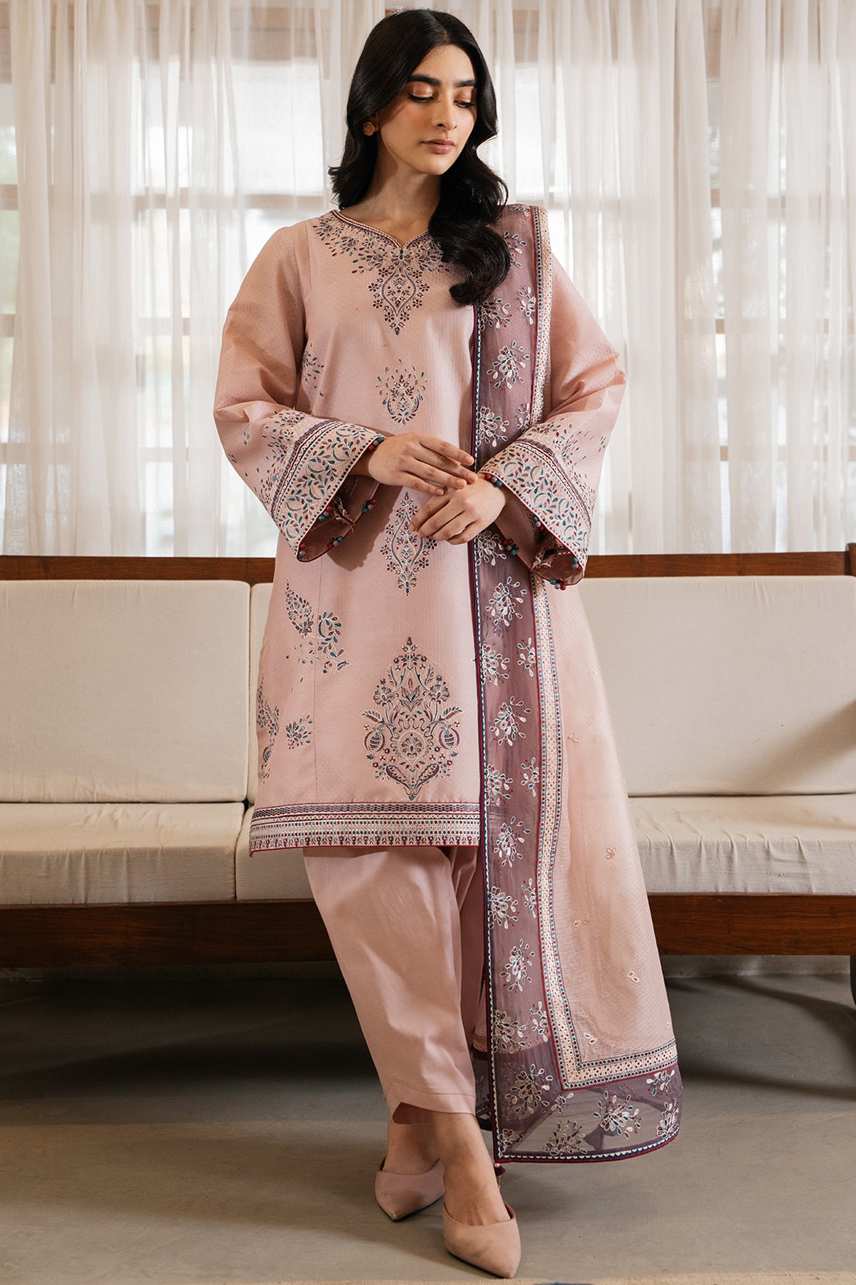 EMBROIDERED DOBBY LAWN RTW-1184