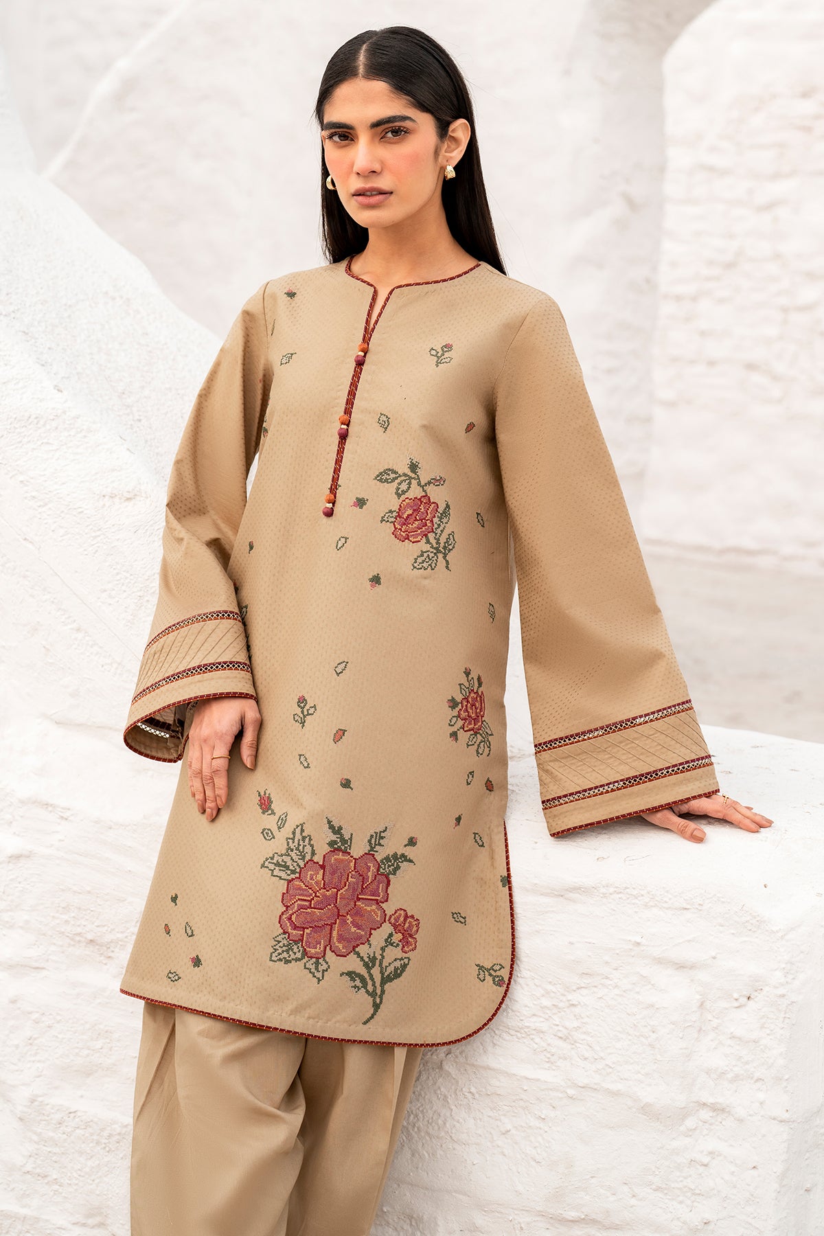 EMBROIDERED DOBBY LAWN RTW - 1174