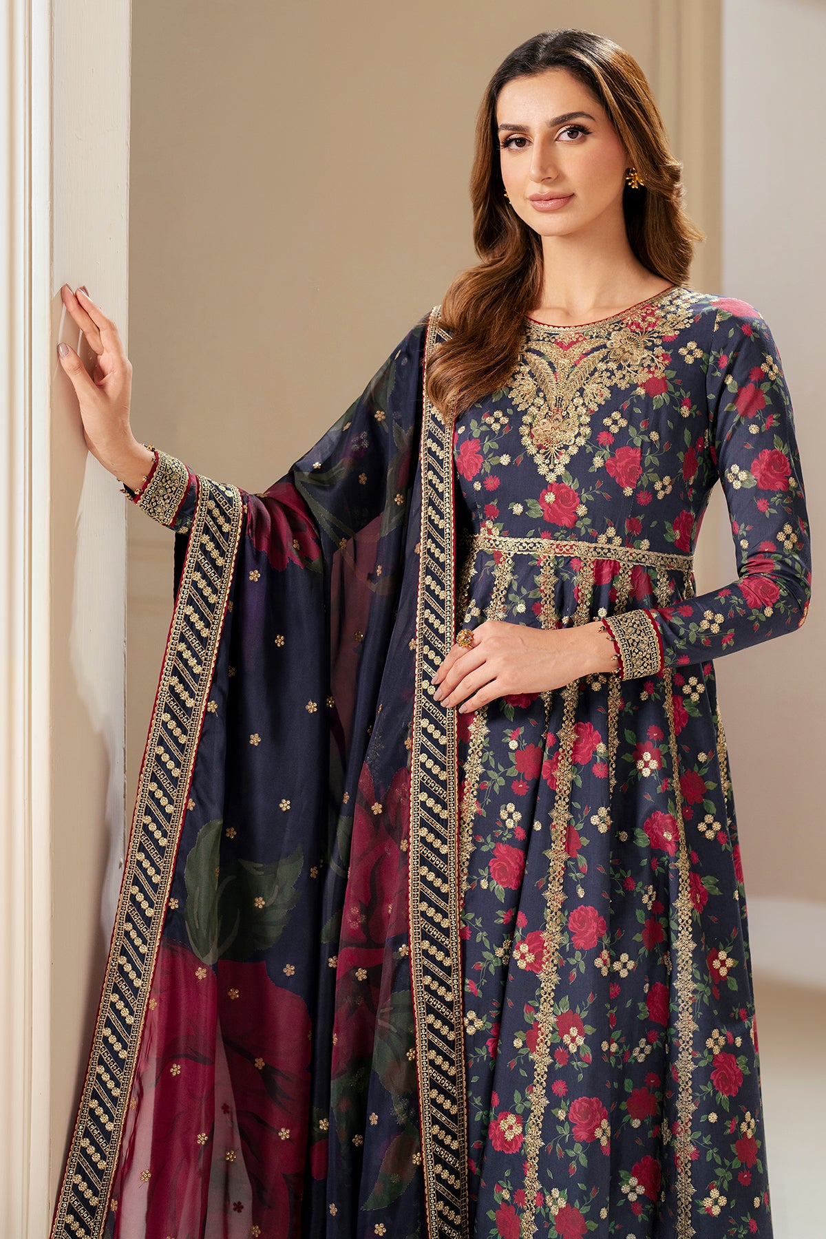 Embroidered Raw Silk UR-7048