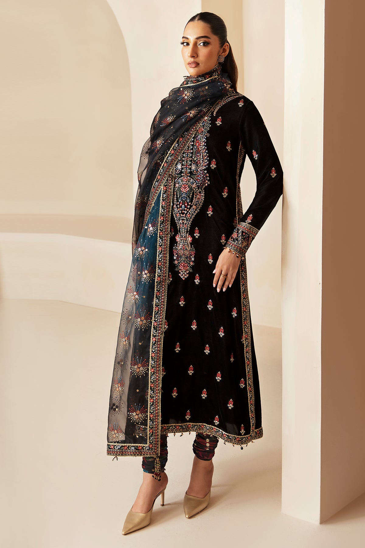 Embroidered Velvet Formal VF-2028