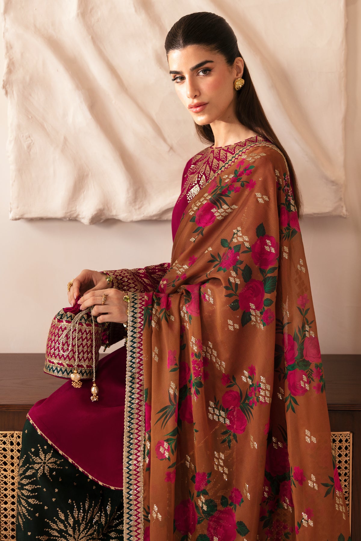 Premium Embroidered Raw Silk UR-7038