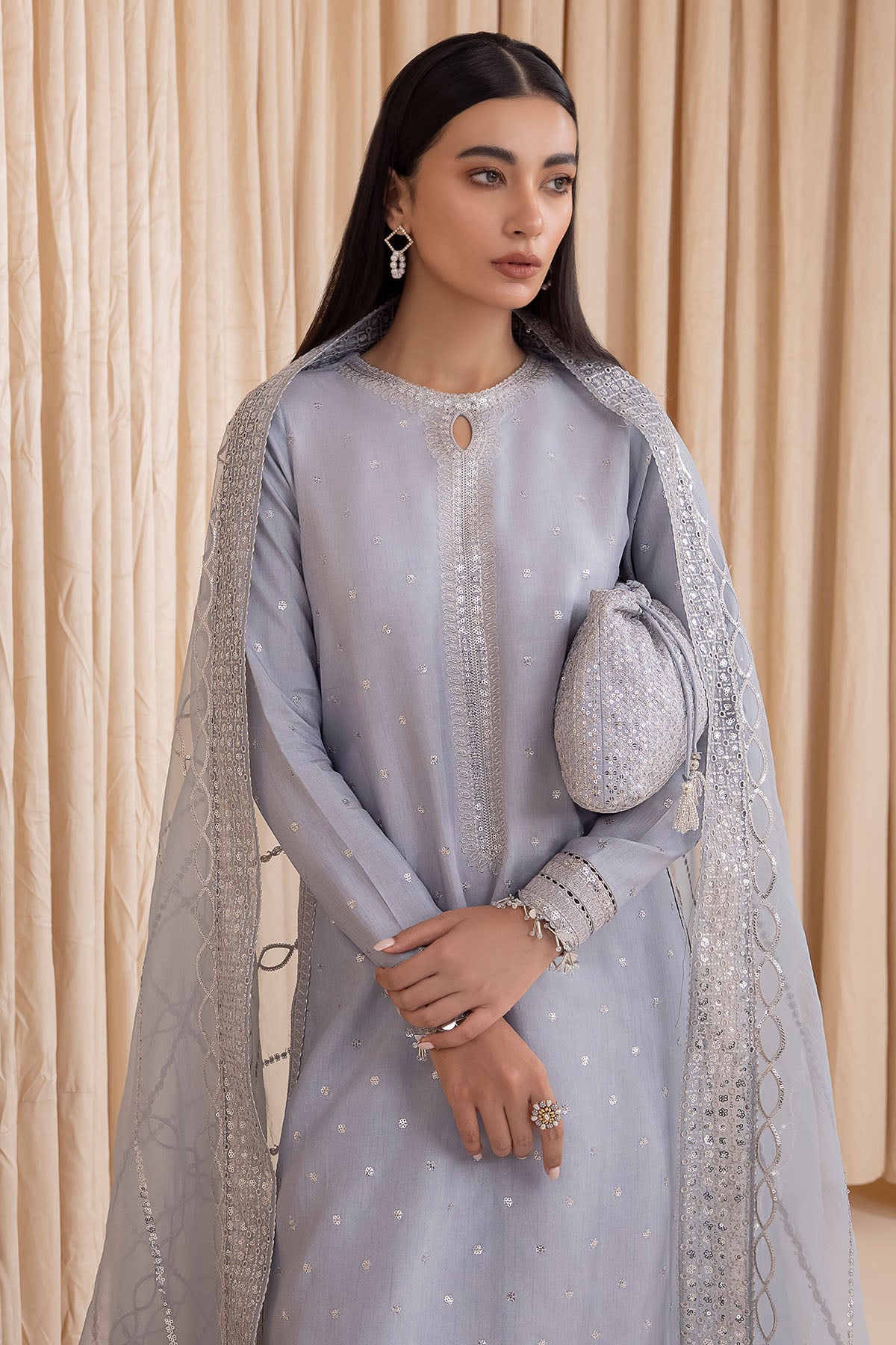 Embroidered Raw Silk UR-7006