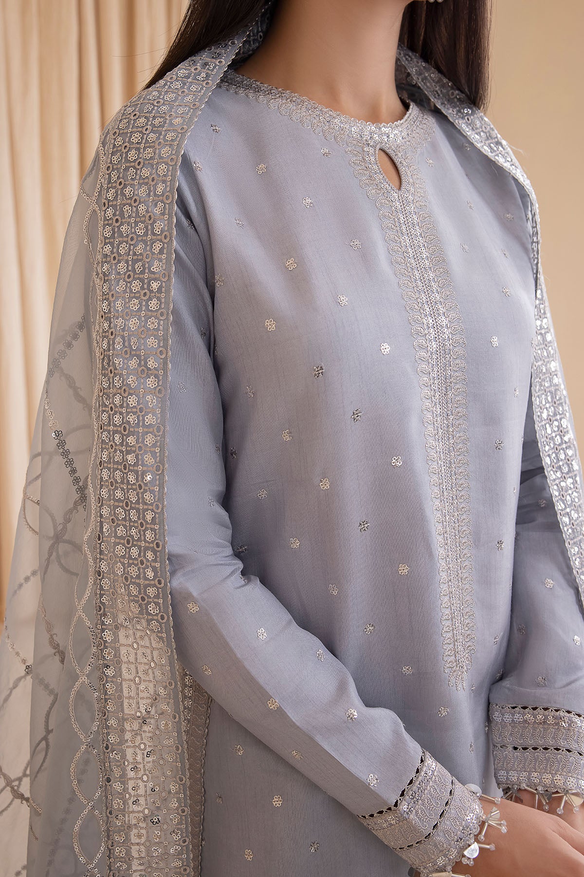 Embroidered Raw Silk UR-7006