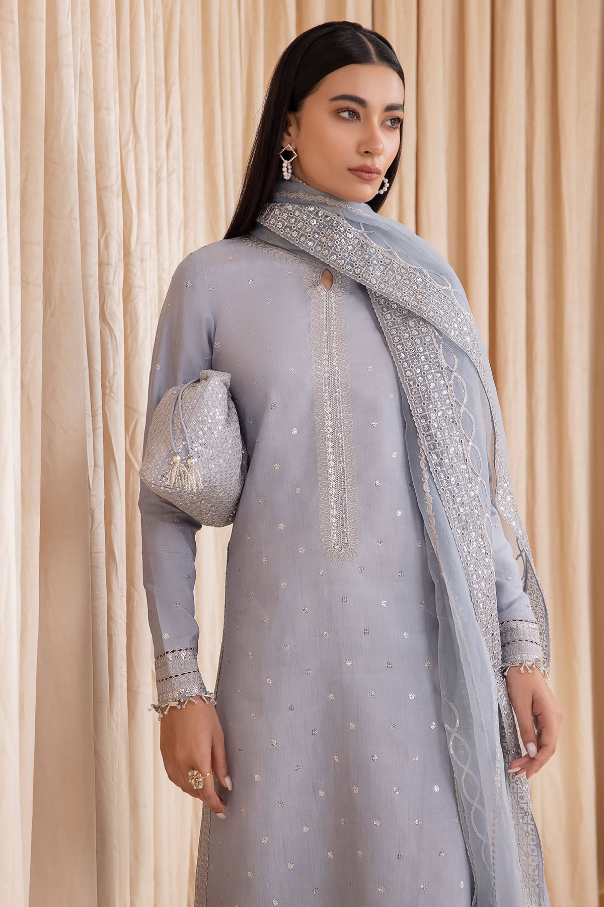 Embroidered Raw Silk UR-7006