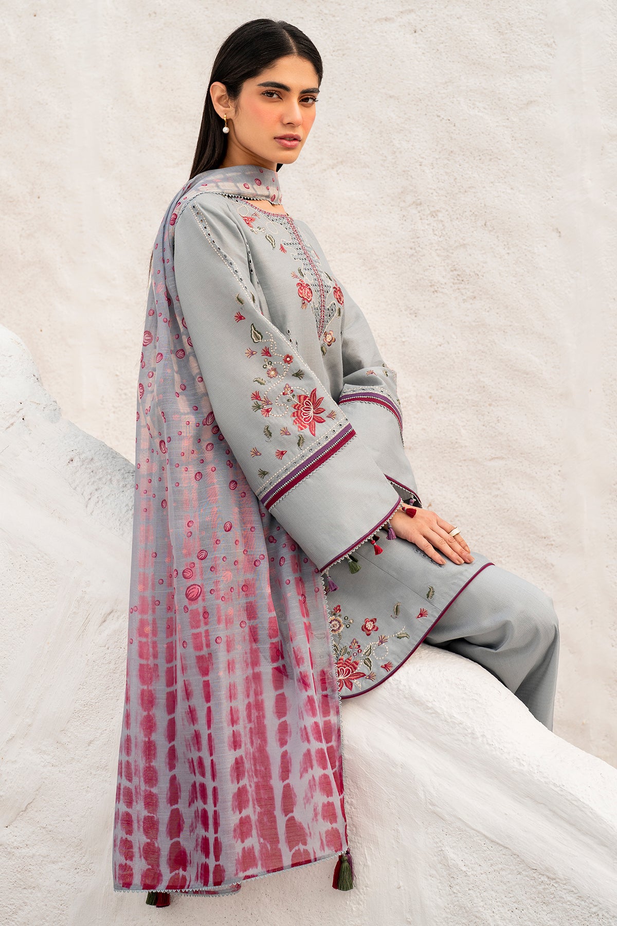 EMBROIDERED DOBBY LAWN RTW - 1172