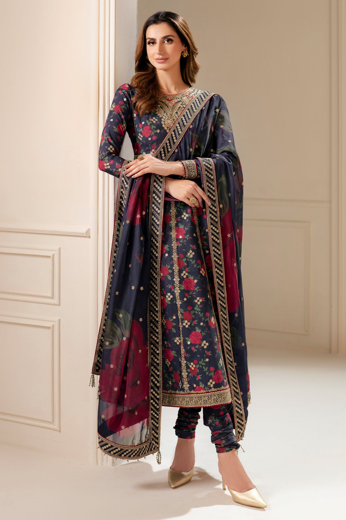 Embroidered Raw Silk UR-7048