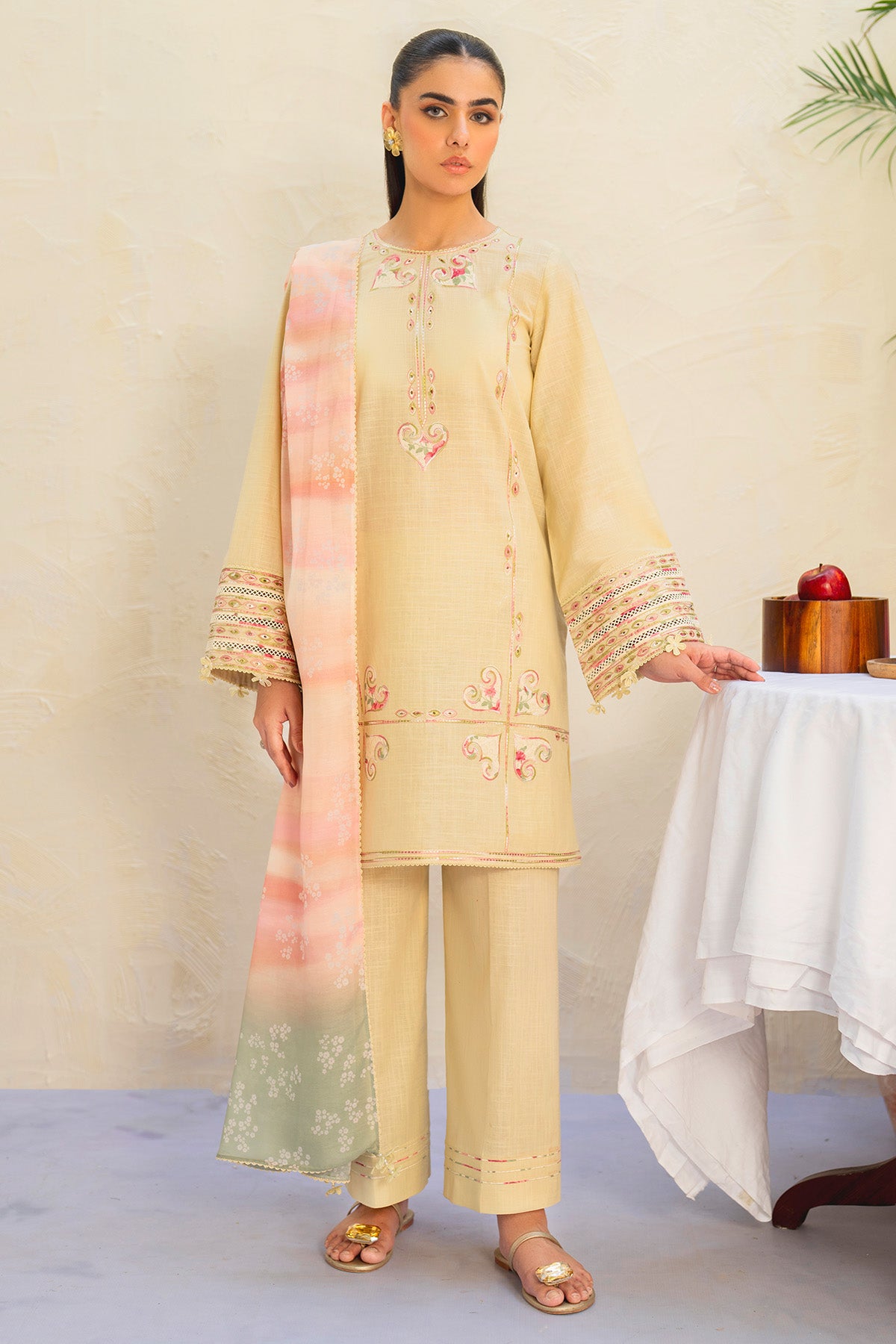 EMBROIDERED SLUB LAWN USE-9210