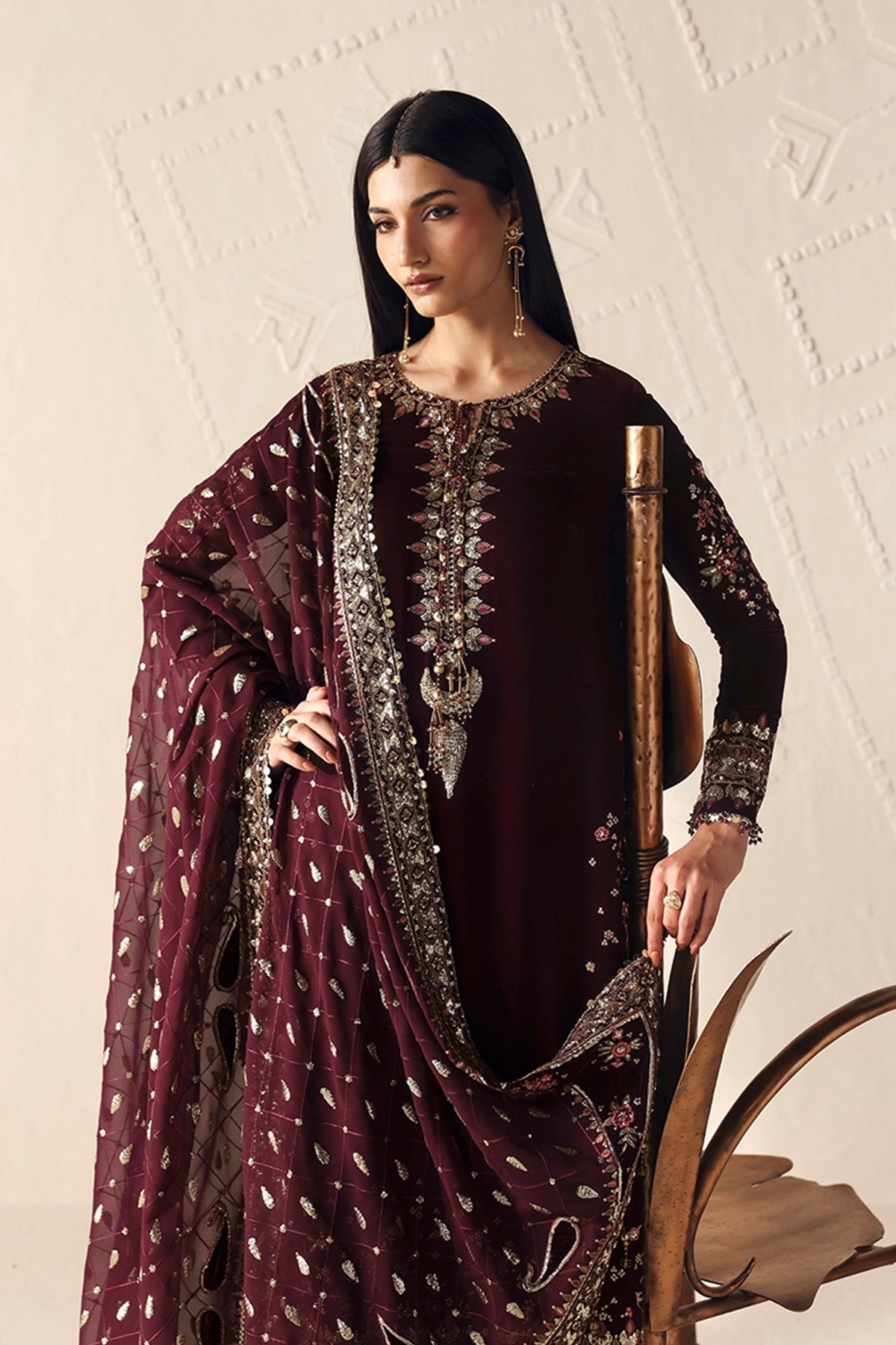 Embroidered Velvet Formal VF-2044