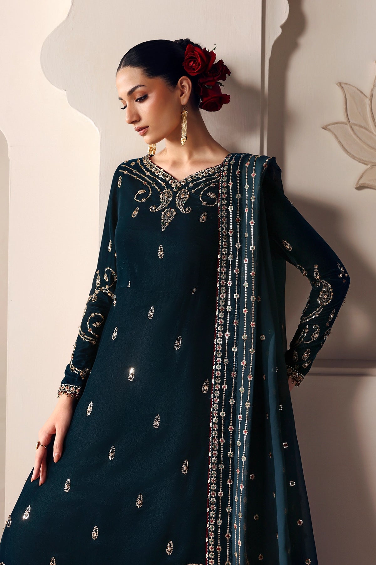 Embroidered Velvet Formal VF-2055
