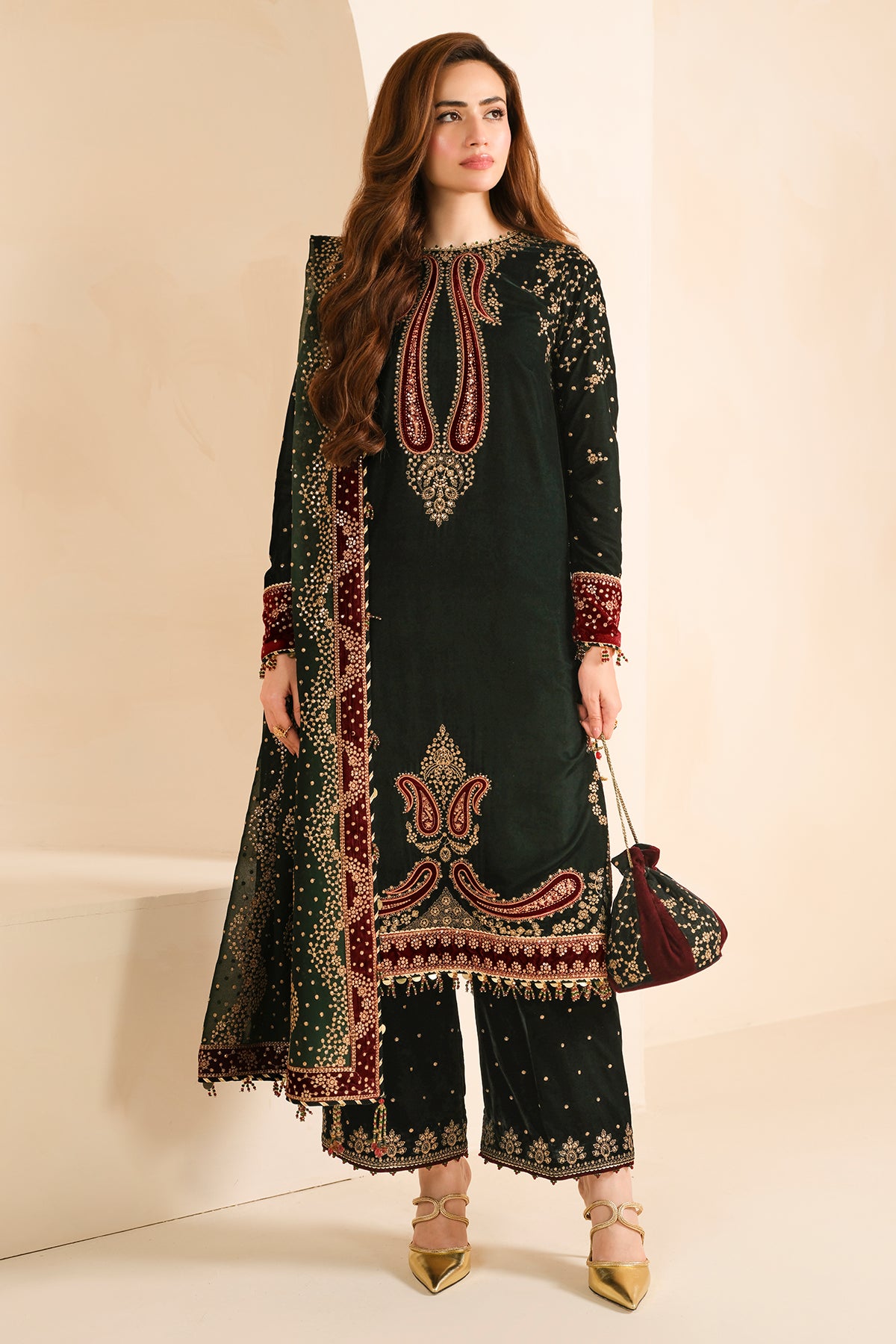 Embroidered Velvet Formal VF-2034