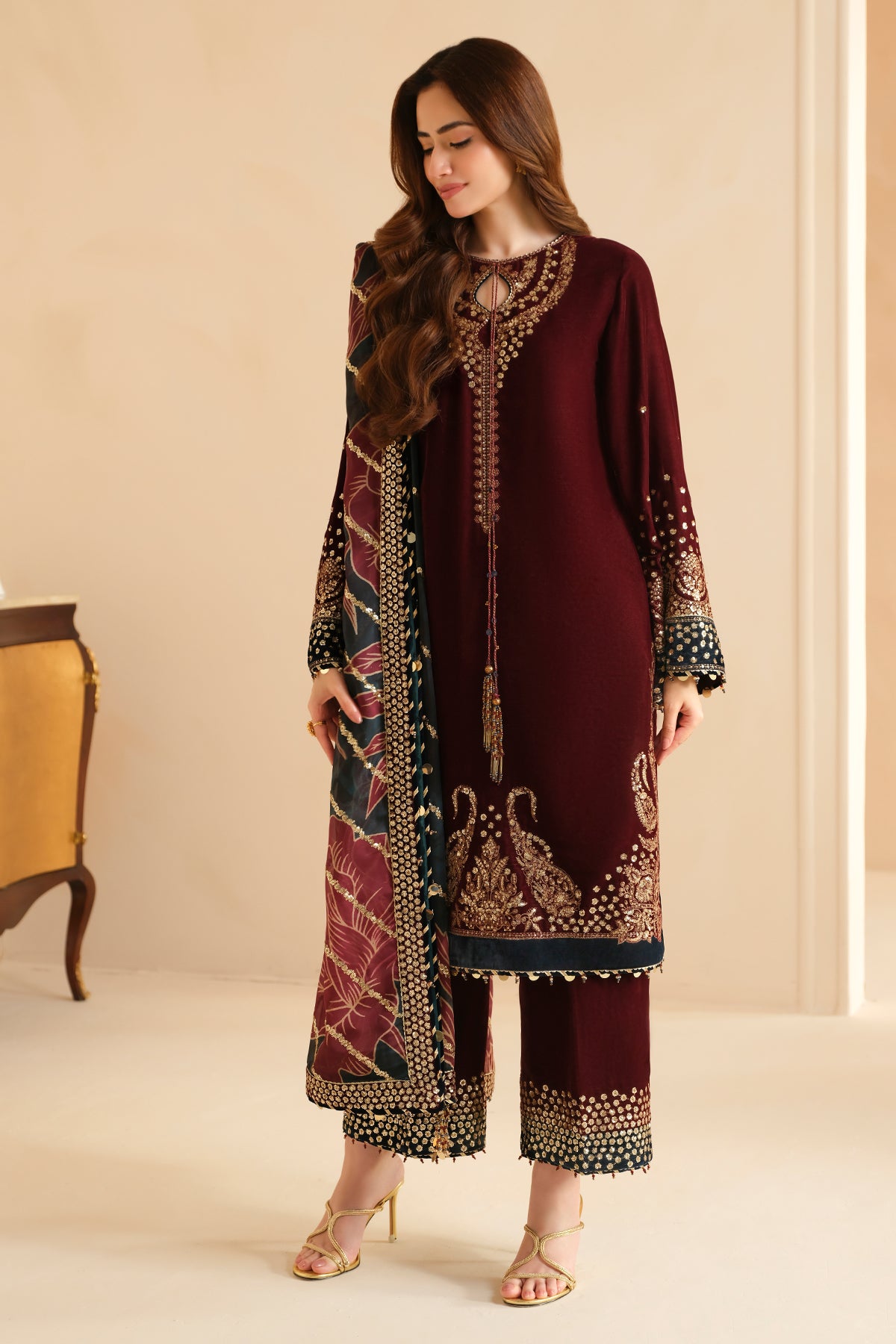 Embroidered Velvet Formal VF-2038