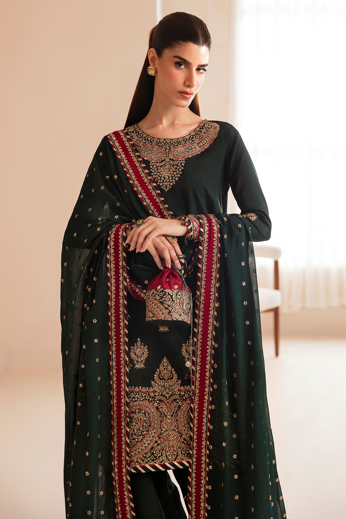 Premium Embroidered Raw Silk UR-7036