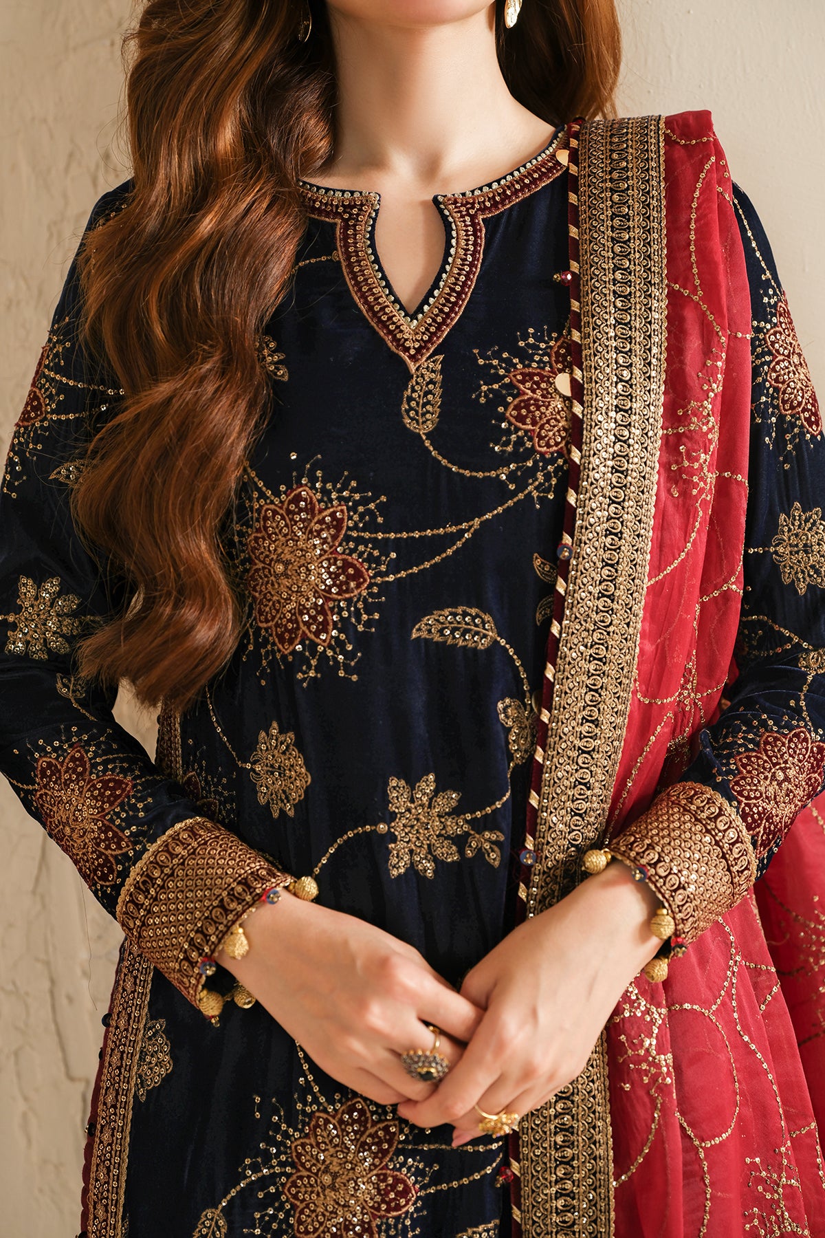 Embroidered Velvet Formal VF-2040