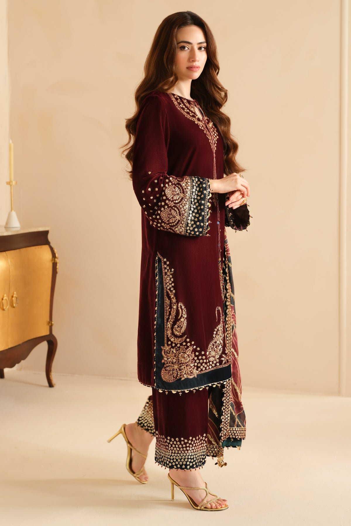 Embroidered Velvet Formal VF-2038