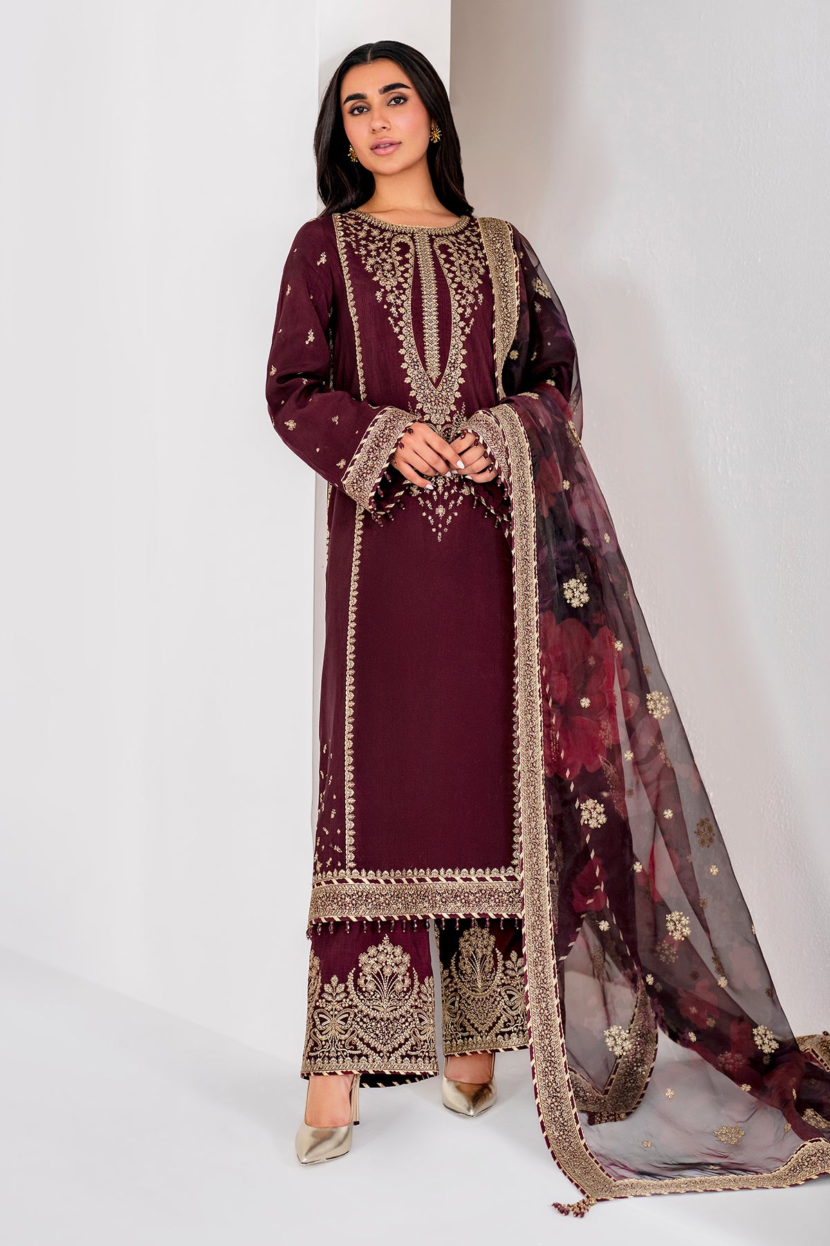 Embroidered Raw Silk UR-7028