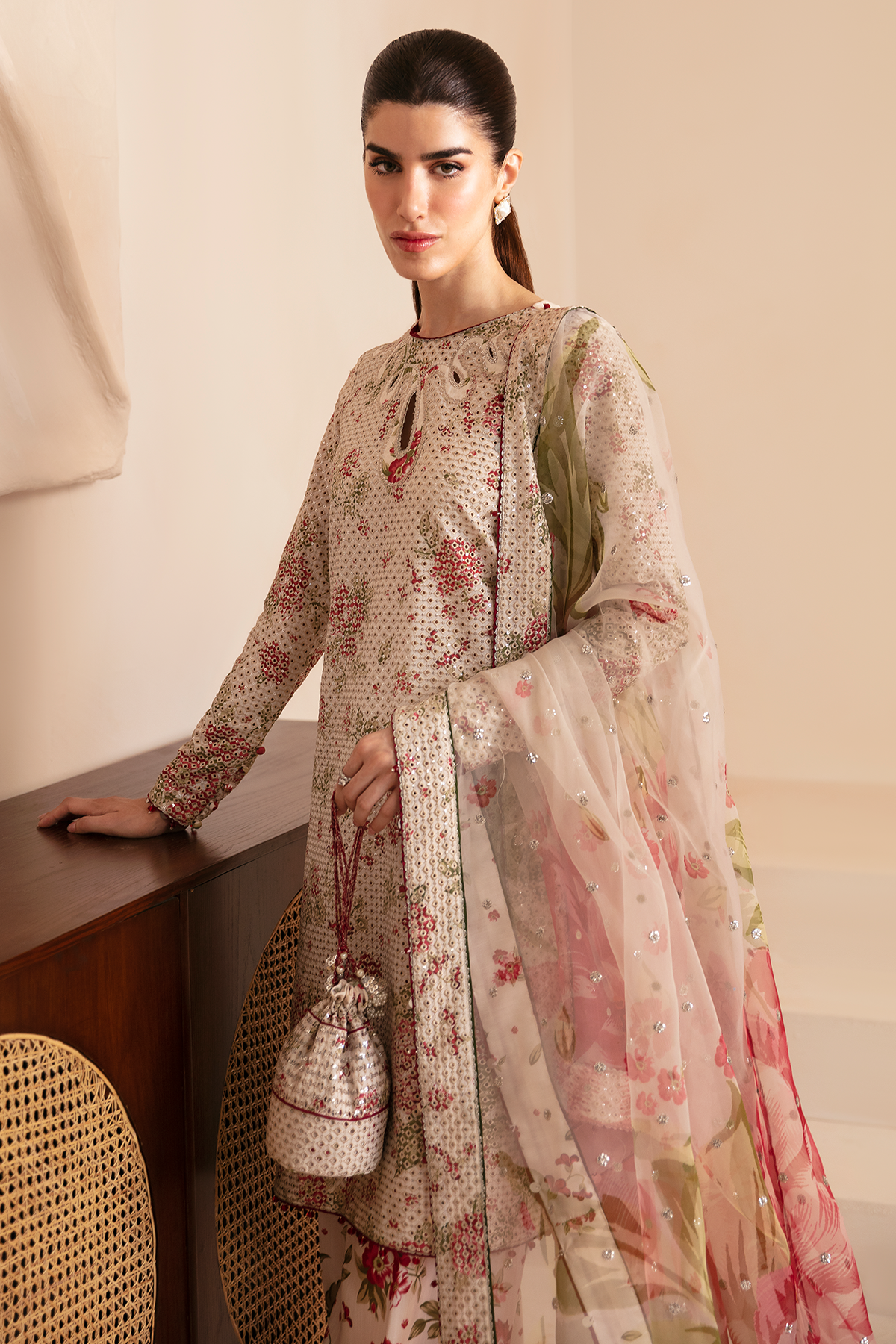 Premium Embroidered Raw Silk UR-7034